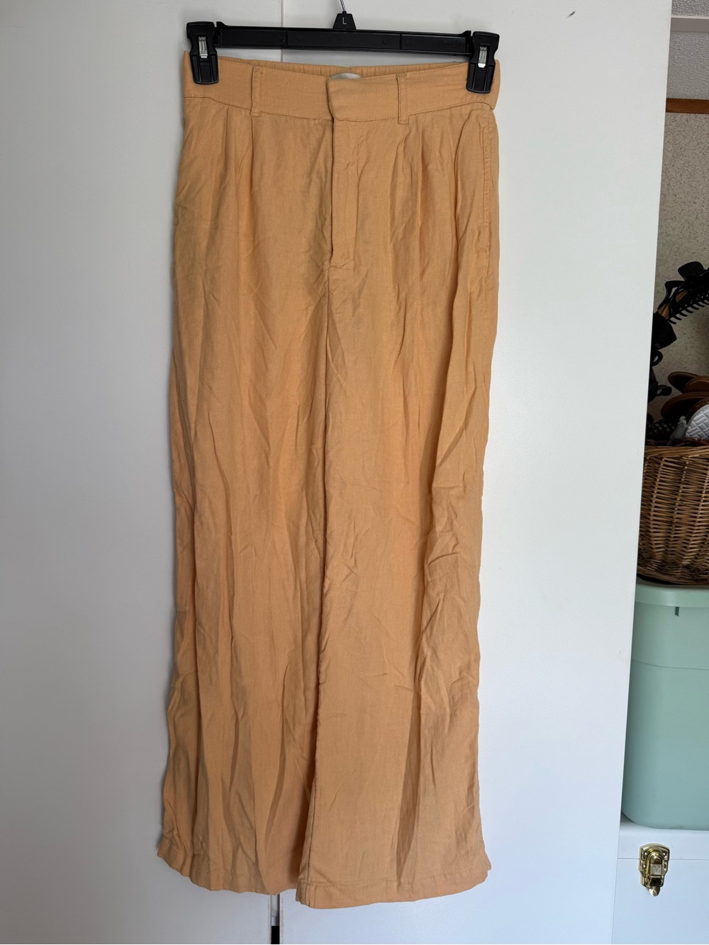 Abercrombie & Fitch Peach Wide-Leg Linen Pants